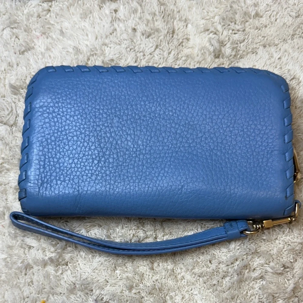 Tory Burch Vibrant Blue Marion Smartphone Leather Wristlet